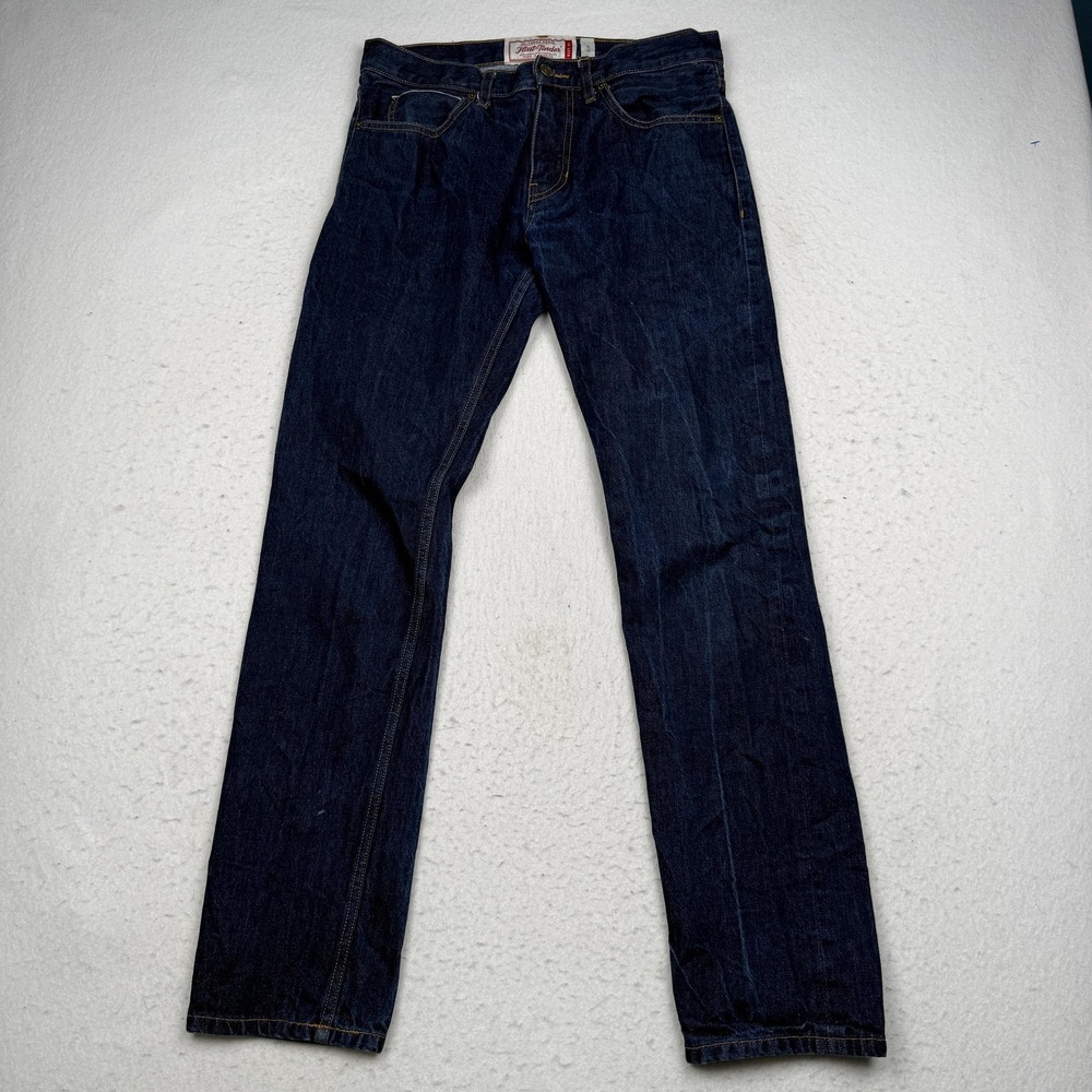 Flint And Tinder Jeans Mens 30x32 Dark Wash Slim Straight Selvedge Denim USA